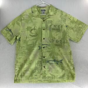Columbia River Lodge Outdoor Print Mens Button Down Shirt Size L
